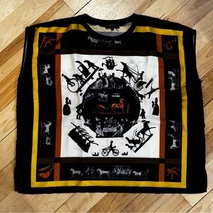 Gracia Black, Gold and Brown Sleeveless Oversized Blouse